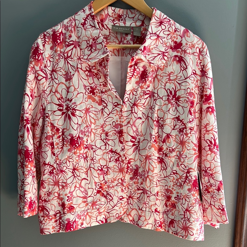 NWT Kim Rogers Floral Linen Women's Jacket